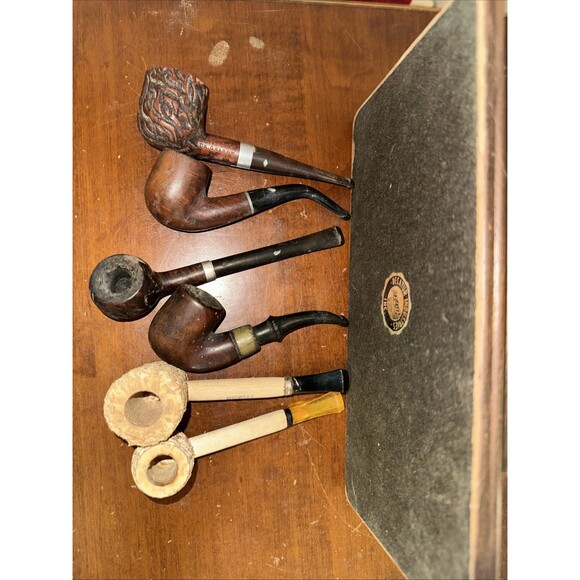 Vintage Tobacco Estate Pipes Lot of 6 with Wooden Pipe Stand Box Humidor - Picture 8 of 8